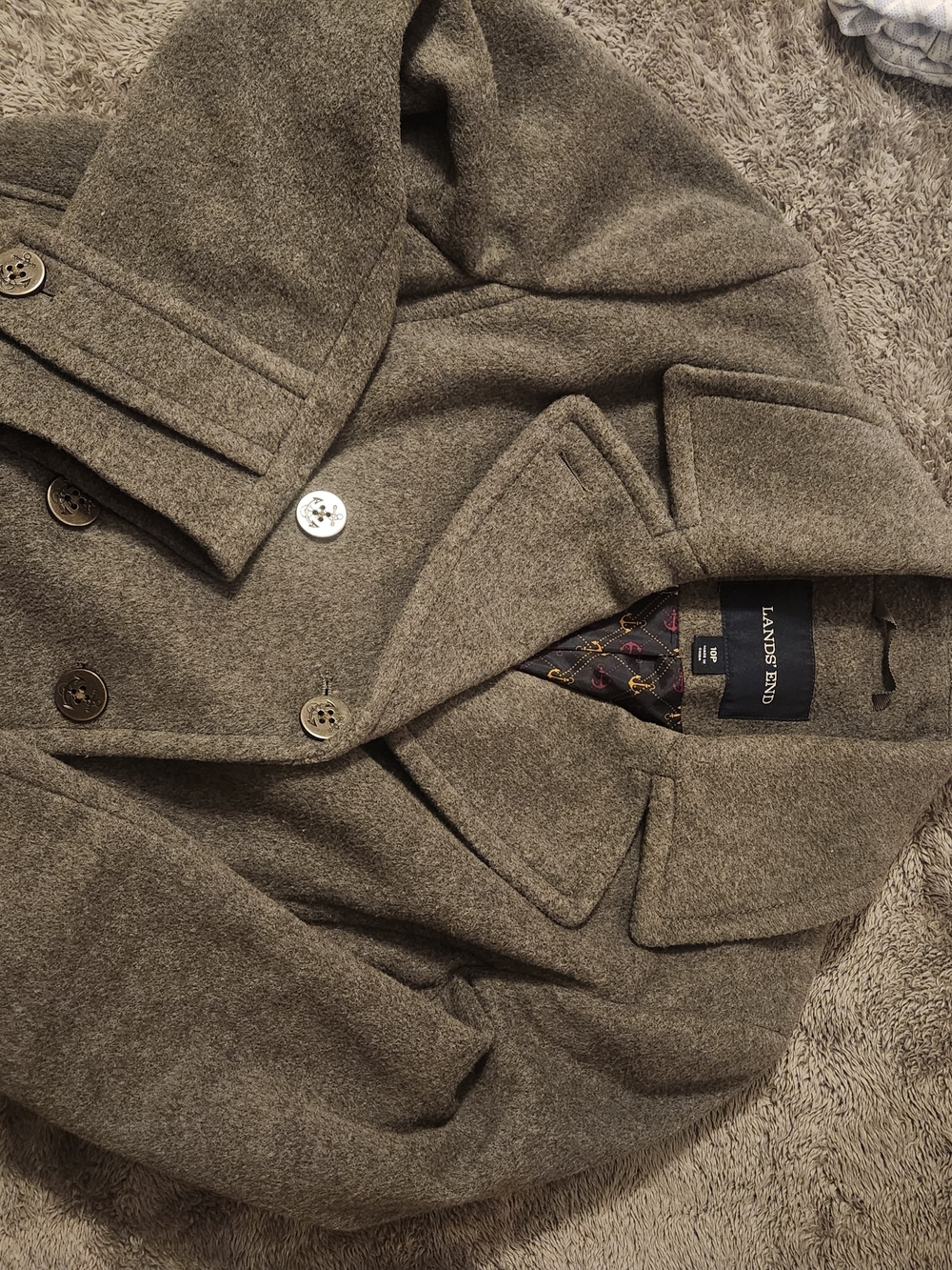 Lands' End Ladies Wool-Blend Gray Peacoat